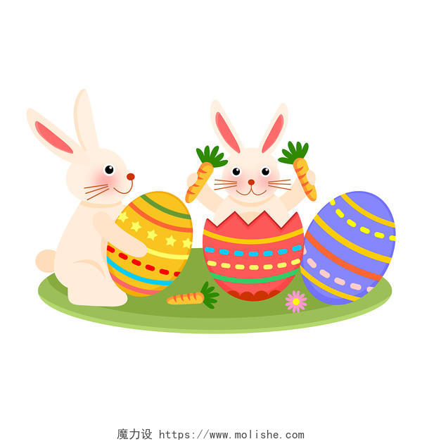 可爱兔子复活节兔子复活节PNG素材卡通复活节兔子